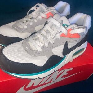 Nike Air Max Style White Gray Black with Teal & Coral Accents